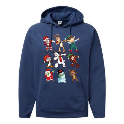 Santa Reindeer Snow Elves And Christmas Crew Gift Performance Fleece Hoodie