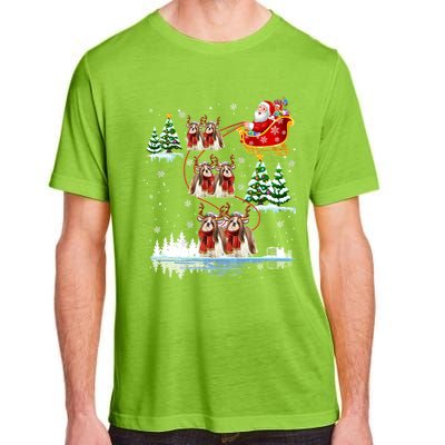 Santa Riding Shih Tzu Reindeer Christmas Pajama Matching Cool Gift Adult ChromaSoft Performance T-Shirt