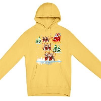 Santa Riding Shih Tzu Reindeer Christmas Pajama Matching Cool Gift Premium Pullover Hoodie