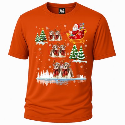 Santa Riding Shih Tzu Reindeer Christmas Pajama Matching Cool Gift Cooling Performance Crew T-Shirt