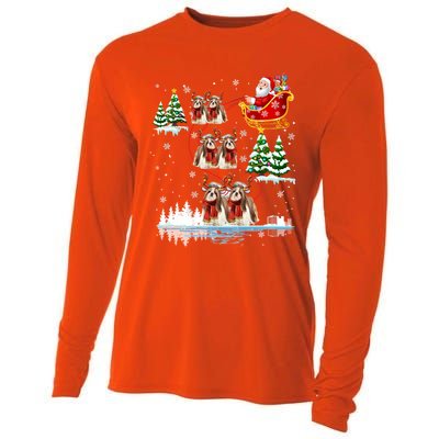 Santa Riding Shih Tzu Reindeer Christmas Pajama Matching Cool Gift Cooling Performance Long Sleeve Crew