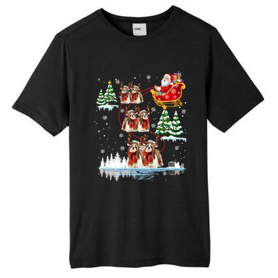 Santa Riding Shih Tzu Reindeer Christmas Pajama Matching Cool Gift Tall Fusion ChromaSoft Performance T-Shirt