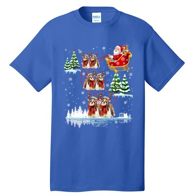 Santa Riding Shih Tzu Reindeer Christmas Pajama Matching Cool Gift Tall T-Shirt