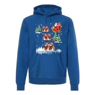 Santa Riding Shih Tzu Reindeer Christmas Pajama Matching Cool Gift Premium Hoodie