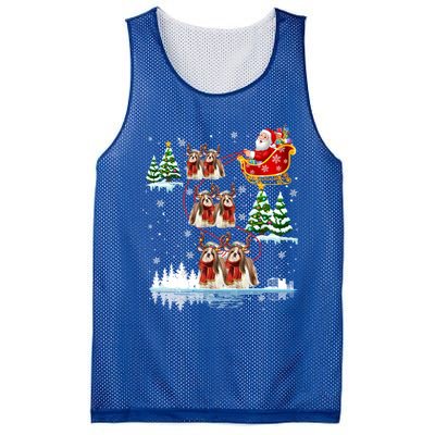 Santa Riding Shih Tzu Reindeer Christmas Pajama Matching Cool Gift Mesh Reversible Basketball Jersey Tank