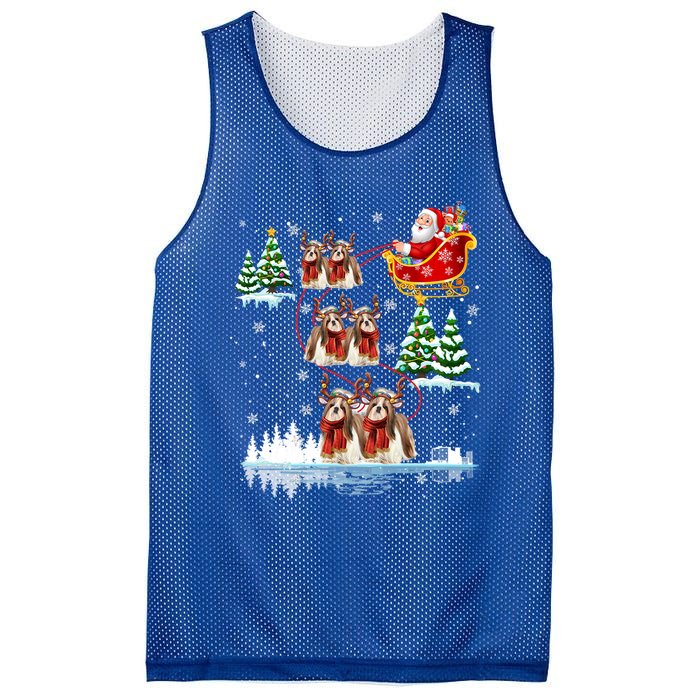 Santa Riding Shih Tzu Reindeer Christmas Pajama Matching Cool Gift Mesh Reversible Basketball Jersey Tank