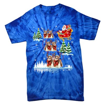 Santa Riding Shih Tzu Reindeer Christmas Pajama Matching Cool Gift Tie-Dye T-Shirt