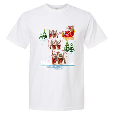 Santa Riding Shih Tzu Reindeer Christmas Pajama Matching Cool Gift Garment-Dyed Heavyweight T-Shirt