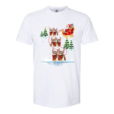 Santa Riding Shih Tzu Reindeer Christmas Pajama Matching Cool Gift Softstyle CVC T-Shirt