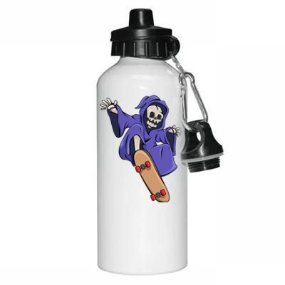 Skeleton Riding Skateboard Skater Halloween Meaningful Gift Aluminum Water Bottle 