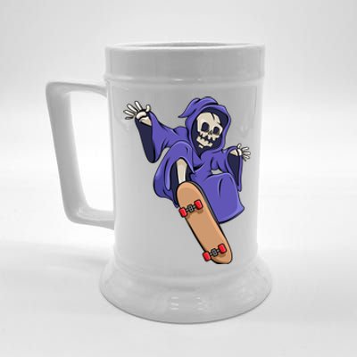 Skeleton Riding Skateboard Skater Halloween Meaningful Gift Beer Stein