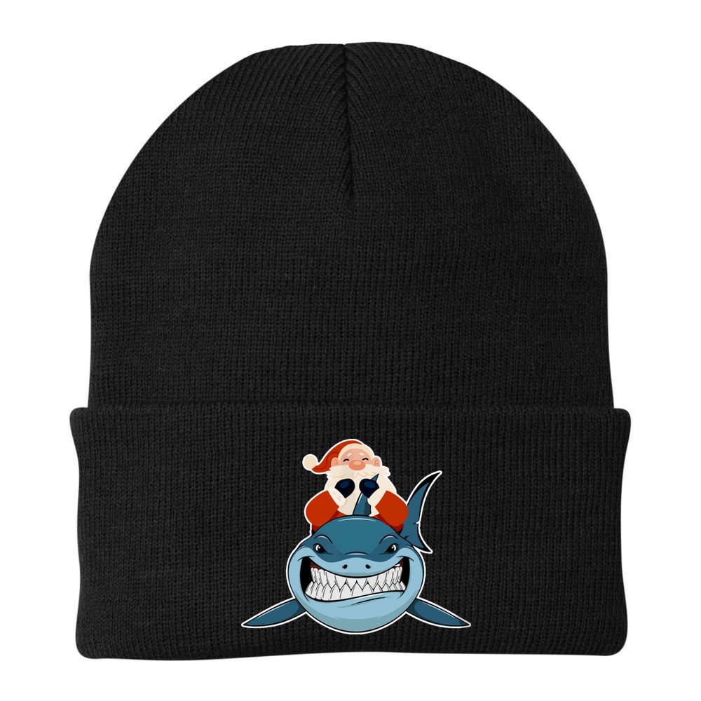 Santa Riding Shark Christmas Shark Beanie