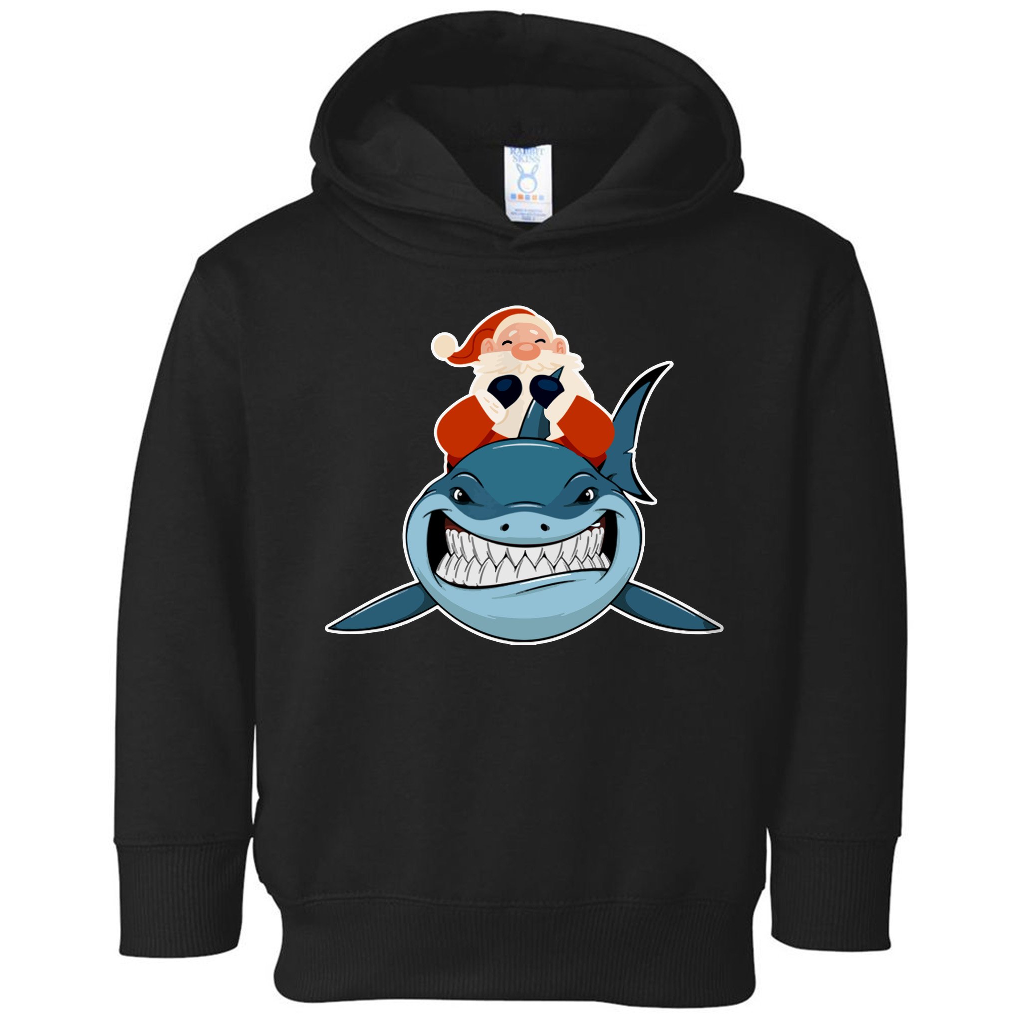 Santa Riding Shark Christmas Shark Toddler Hoodie