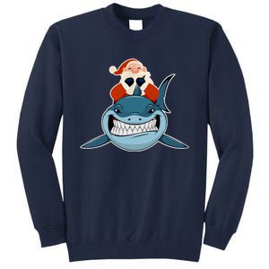 Santa Riding Shark Christmas Shark Tall Sweatshirt