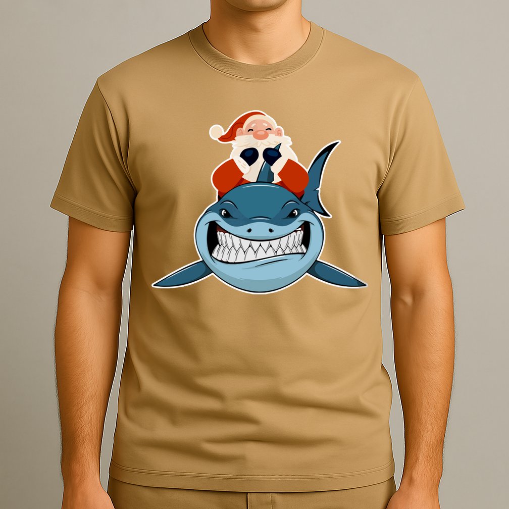 Santa Riding Shark Christmas Shark T-Shirt
