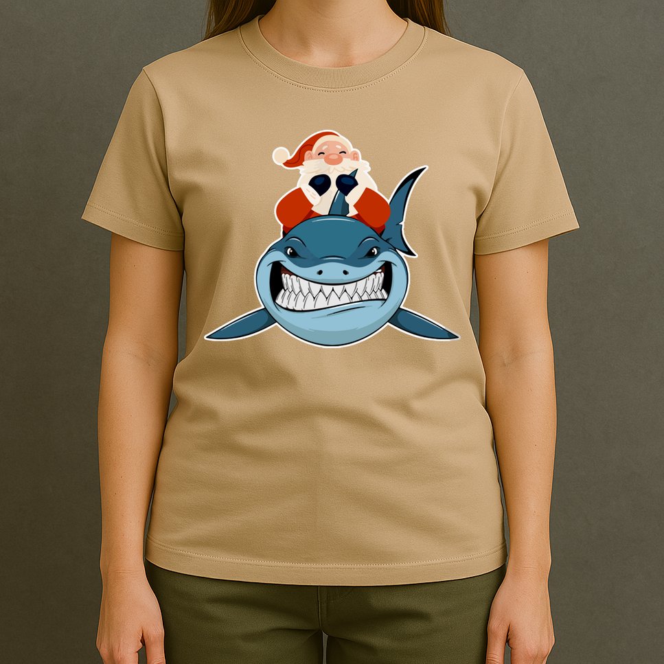Santa Riding Shark Christmas Shark T-Shirt