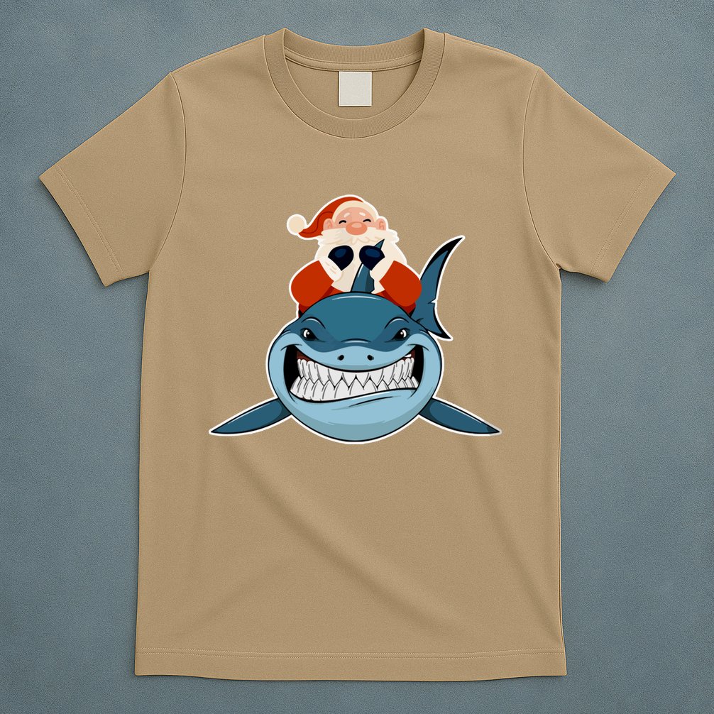 Santa Riding Shark Christmas Shark T-Shirt