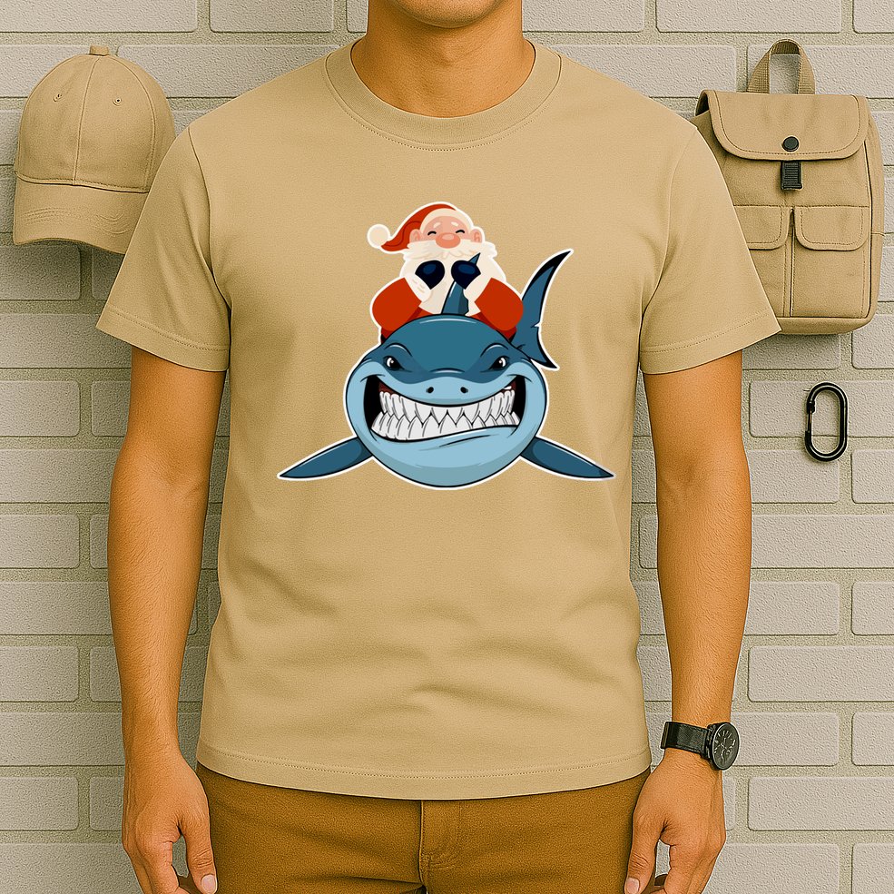 Santa Riding Shark Christmas Shark T-Shirt