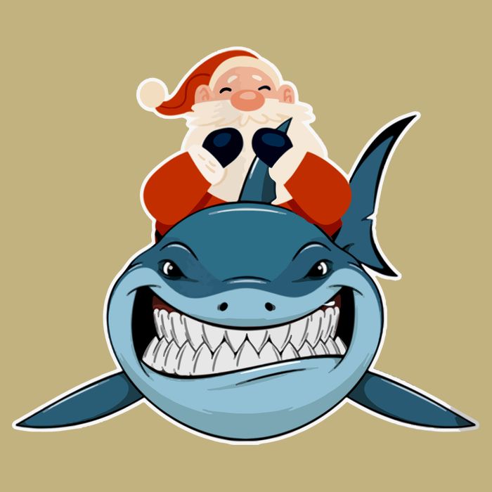 Santa Riding Shark Christmas Shark T-Shirt