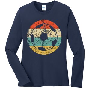 Soccer Retro Soccer Ball Ladies Long Sleeve Shirt