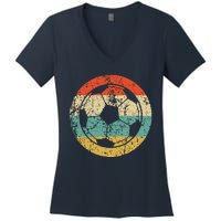 Soccer Retro Soccer Ball Women's V-Neck T-Shirt