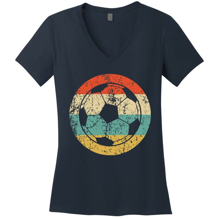 Soccer Retro Soccer Ball Women's V-Neck T-Shirt