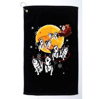 Santa Ride Sleigh Siberian Husky Christmas Dog Lover Gift Platinum Collection Golf Towel