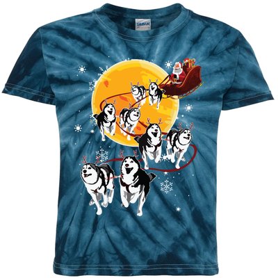 Santa Ride Sleigh Siberian Husky Christmas Dog Lover Gift Kids Tie-Dye T-Shirt