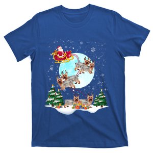 Santa Riding Sleigh Yorkshire Terrier Christmas Reindeer Gift T-Shirt