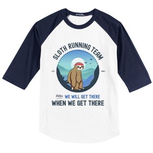 Sloth Running  Sloth Running Team Baseball Sleeve Shirt