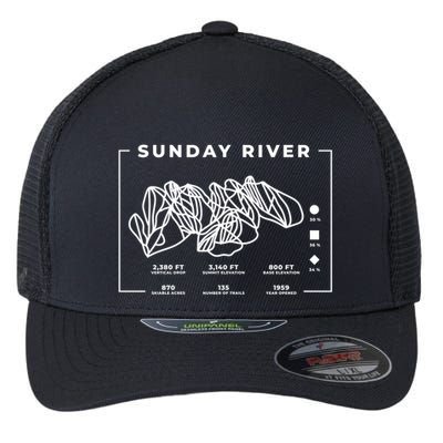 Sunday River Ski Trail Snowboard Skiing Maine Skier Cool Gift Flexfit Unipanel Trucker Cap