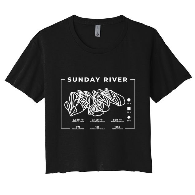 Sunday River Ski Trail Snowboard Skiing Maine Skier Cool Gift Crop Top