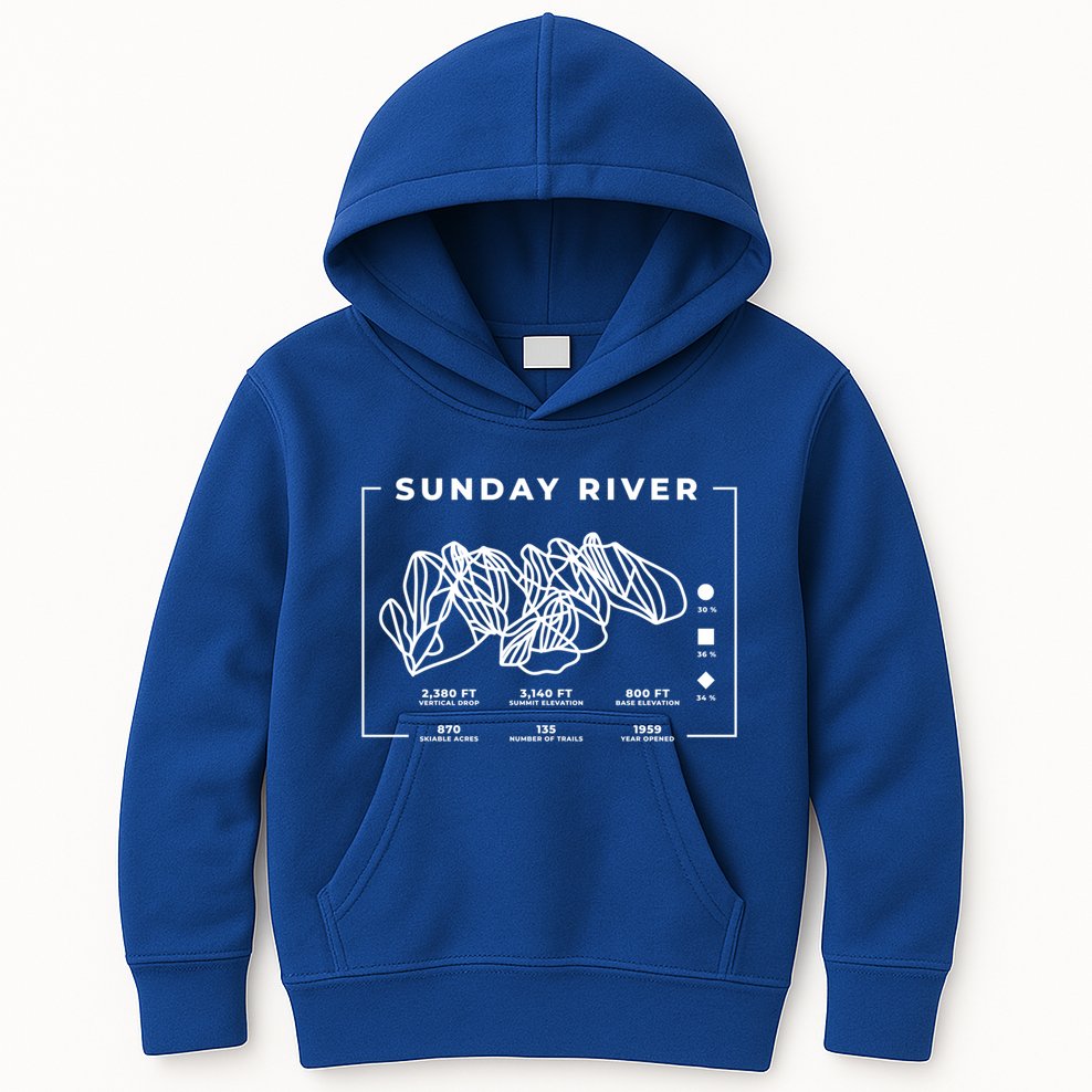 Sunday River Ski Trail Snowboard Skiing Maine Skier Cool Gift Kids Hoodie