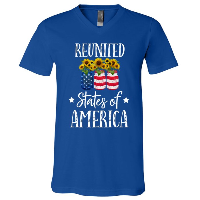 Sunflower Reunited States Of America Gift V-Neck T-Shirt