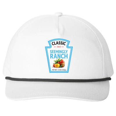 Seemingly Ranch Sauce Dressing Halloween Costume Matching Snapback Five-Panel Rope Hat