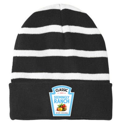 Seemingly Ranch Sauce Dressing Halloween Costume Matching Striped Beanie with Solid Band