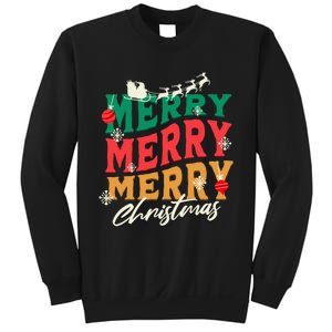 Santa Reindeer Snowflakes Cute Gift Merry Merry Merry Christmas Sweatshirt