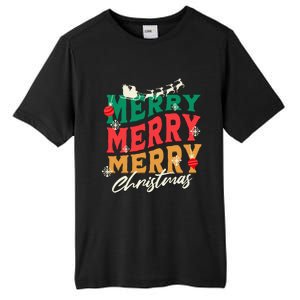 Santa Reindeer Snowflakes Cute Gift Merry Merry Merry Christmas Tall Fusion ChromaSoft Performance T-Shirt