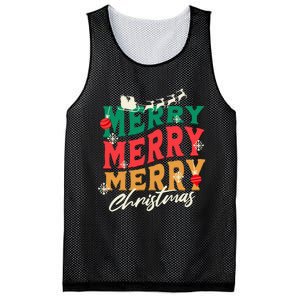 Santa Reindeer Snowflakes Cute Gift Merry Merry Merry Christmas Mesh Reversible Basketball Jersey Tank