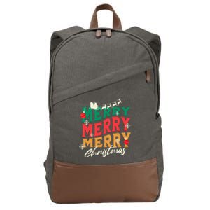 Santa Reindeer Snowflakes Cute Gift Merry Merry Merry Christmas Cotton Canvas Backpack