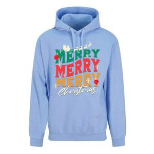 Santa Reindeer Snowflakes Cute Gift Merry Merry Merry Christmas Unisex Surf Hoodie