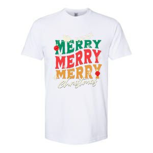 Santa Reindeer Snowflakes Cute Gift Merry Merry Merry Christmas Softstyle CVC T-Shirt