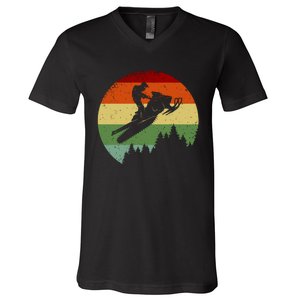 Snowmobile Retro V-Neck T-Shirt