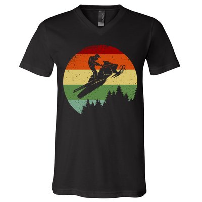 Snowmobile Retro V-Neck T-Shirt