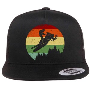 Snowmobile Retro Flat Bill Trucker Hat