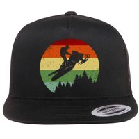 Snowmobile Retro Flat Bill Trucker Hat