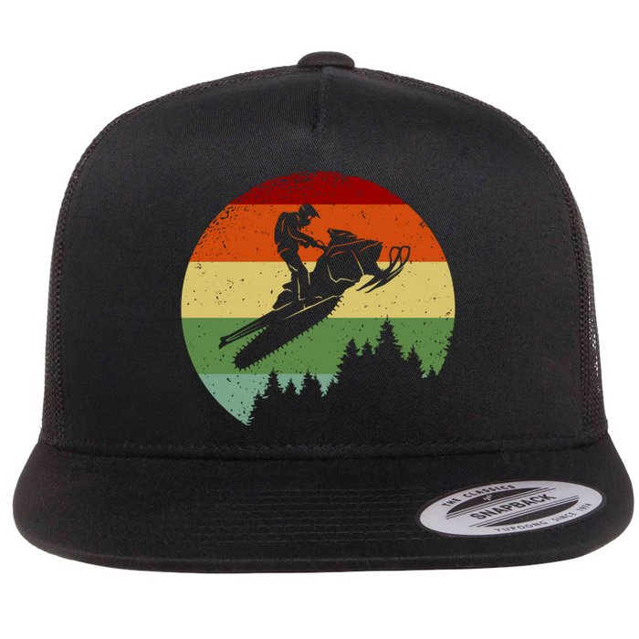 Snowmobile Retro Flat Bill Trucker Hat