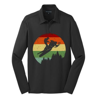 Snowmobile Retro Silk Touch Performance Long Sleeve Polo