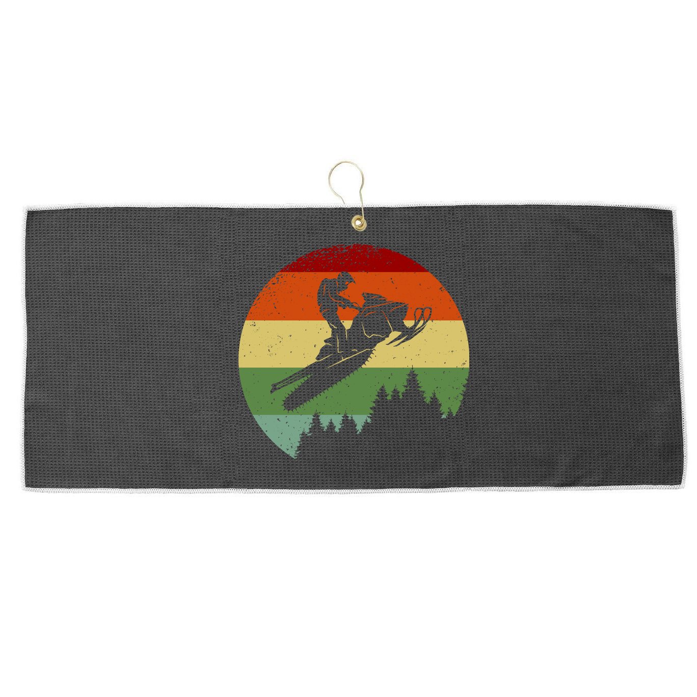 Snowmobile Retro Large Microfiber Waffle Golf Towel