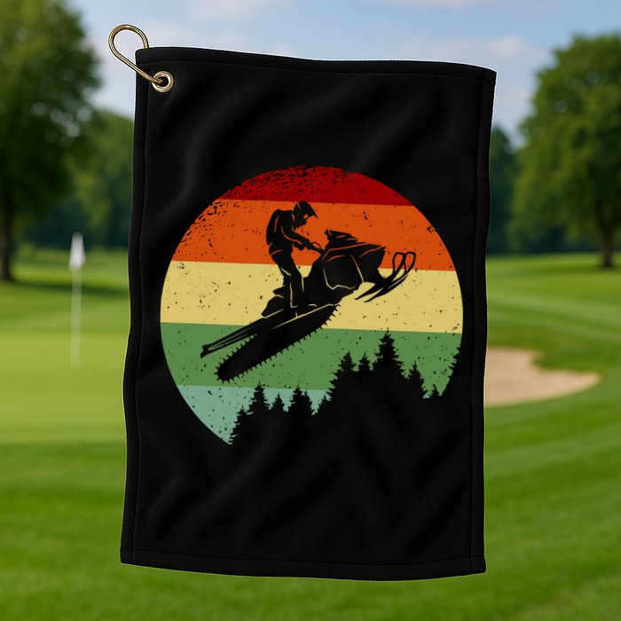 Snowmobile Retro Golf Towel